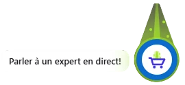 Bouton « Parler à un expert en direct! » tel qu'il apparaît sur la boutique quand un conseiller est disponible